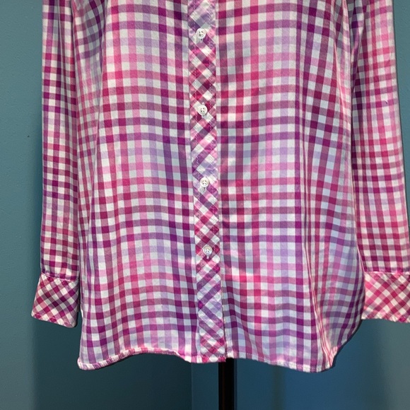 Talbots Red Plaid Cotton Button Down Top Size Medium - Picture 4 of 13